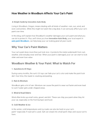 How Weather in Woodburn Affects Your Car’s Paint