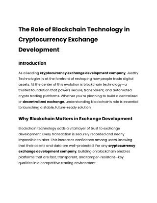 The Role of Blockchain Technology in Cryptocurrency Exchange Development