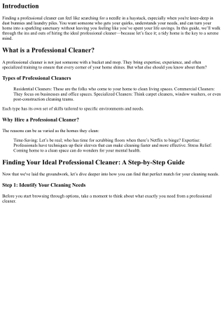 Finding Your Ideal Professional Cleaner: A Step-by-Step Guide
