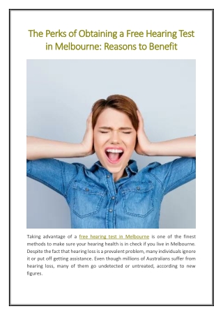 The Perks of Obtaining a Free Hearing Test in Melbourne Reasons to Benefit