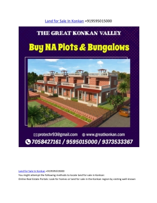 Land for Sale In Konkan  919595015000