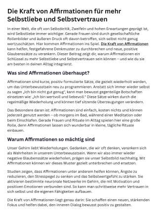 Die Kraft von Affirmationen für mehr Selbstliebe und Selbstvertrauen