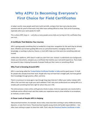 Why AIPU Is Becoming Everyone’s First Choice for Field Certificates