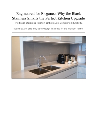 Why the Black Stainless Sink Is the Perfect Kitchen Upgrade
