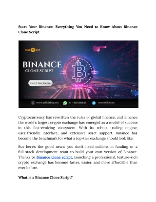 Start Your Binance: Everything You Need to Know About Binance Clone Script