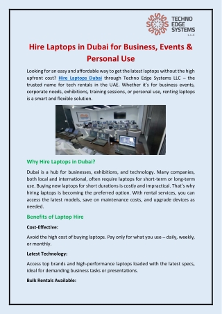 Hire Laptops in Dubai for Business, Events & Personal Use