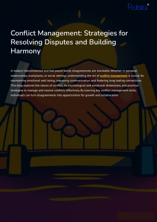 Conflict Management Strategies for Resolving Disputes and Building Harmony
