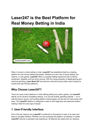 Laser247 is the Best Platform for Real Money Betting in India