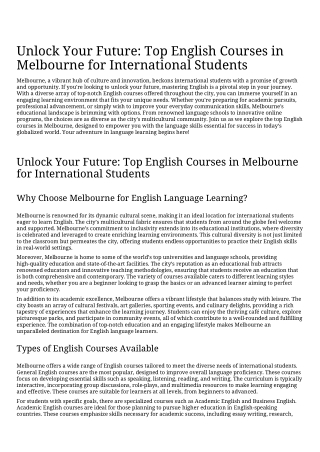 Unlock Your Future_ Top English Courses in Melbourne for International Students