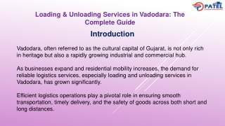Loading & Unloading Services in Vadodara: The Complete Guide