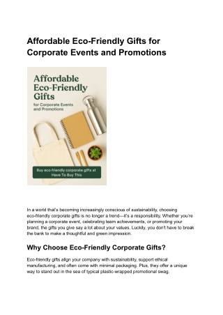Affordable Eco-Friendly Gifts for Corporate Events and Promotions