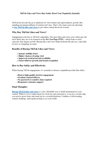 TikTok Likes and Views Buy Guide Boost Your Popularity Instantly