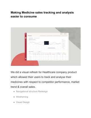 Making Medicine sales tracking and analysis easier to consume