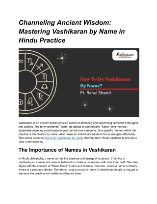 how to do vashikaran by name
