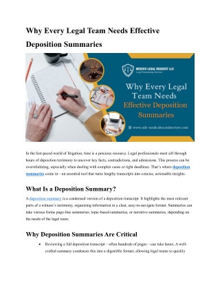 Why every legal team needs effective deposition summaries