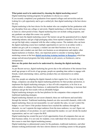 What points need to be understood by choosing the digital marketing career