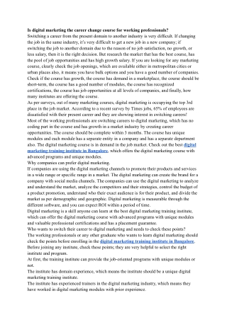 Is digital marketing the career change course for working professionals