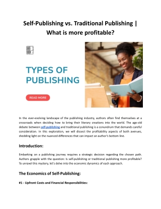 Self Publishing vs. Traditional Publishing - What is more profitable