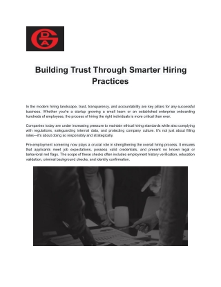 Building Trust Through Smarter Hiring Practices