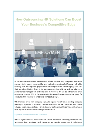 How Outsourcing HR Solutions Can Boost Your Business’s Competitive Edge