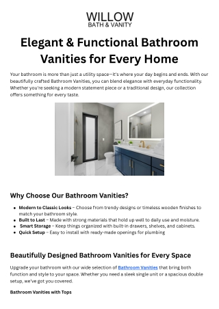 Elegant & Functional Bathroom Vanities for Every Home