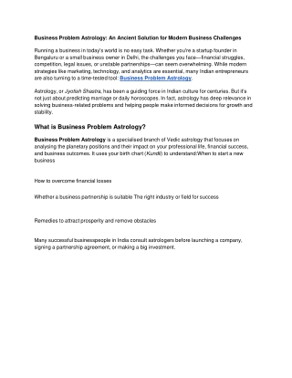 Business Problem Astrology