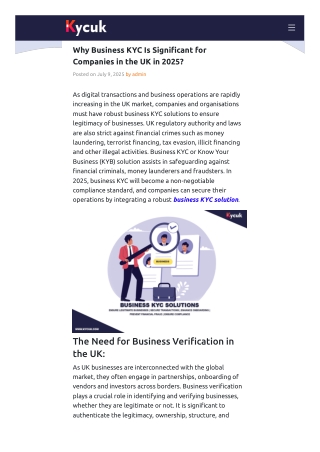 Why Business KYC Is Significant For Companies in the UK in 2025?