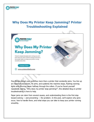 Why Does My Printer Keep Jamming? Printer Troubleshooting Explained