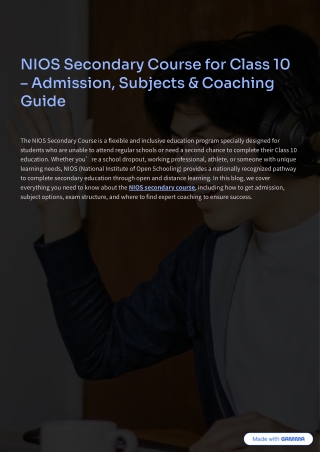 NIOS Secondary Course for Class 10 Admission Subjects and Coaching Guide