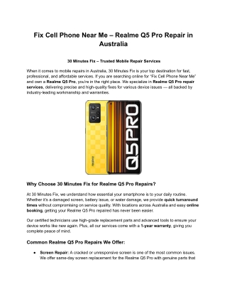 Realme Q5 Pro Repair in Australia