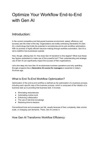 Optimize Your Workflow End-to-End with Gen AI