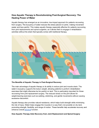 How Aquatic Therapy is Revolutionizing Post-Surgical Recovery_ The Healing Power of Water