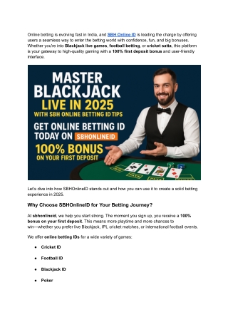 _Master Blackjack Live in 2025 with SBH Online Betting ID Tips