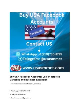 Buy USA Facebook Accounts – 100% Old, Secure, Reliable