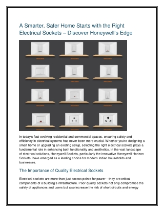 A Smarter, Safer Home Starts with the Right Electrical Sockets – Discover Honeyw