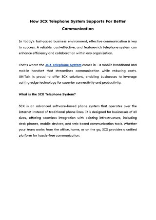 How 3CX Telephone System Supports For Better Communication