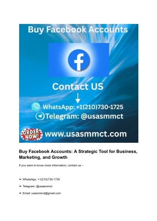 Buy Facebook Accounts (PVA, Aged, Verified)