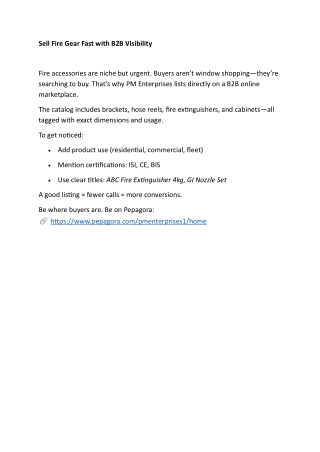 Sell Fire Gear Fast with B2B Visibility