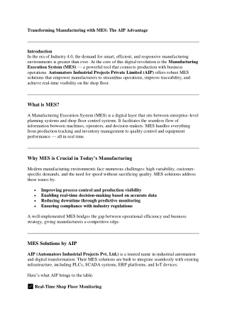 Transforming Manufacturing with MES pdf