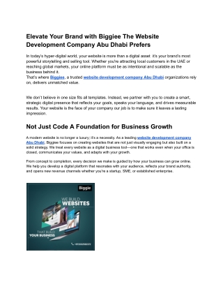 Elevate Your Brand with Biggiee The Website Development Company Abu Dhabi Prefer