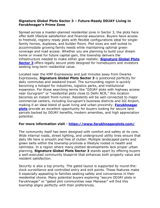 Signature Global Plots Sector 3 – Future-Ready DDJAY Living in Farukhnagar’s Prime Zone