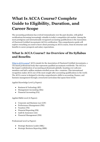 What Is ACCA Course