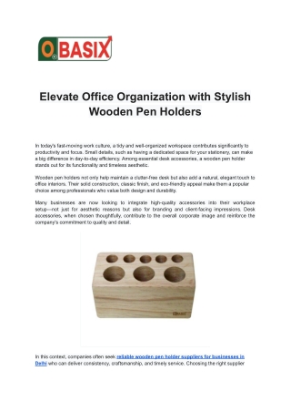 Elevate Office Organization with Stylish Wooden Pen Holders