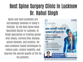 Best Spine Surgery Clinic in Lucknow - Dr. Rahul Singh