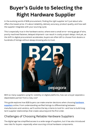 Buyer’s Guide to Selecting the Right Hardware Supplier