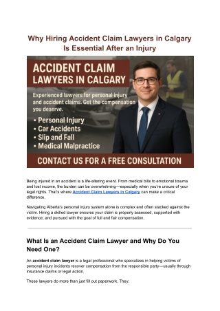 Accident Claim Lawyers Calgary | Legal Experts for Injury Compensation You Deser