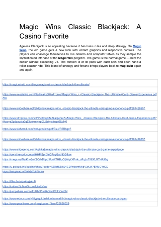 Magic Wins_  Classic Blackjack The Ultimate Card Game Experience