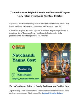 Tripindi Shradh Puja And Navchandi Yagna Cost and Benefits at Trimbakeshwar