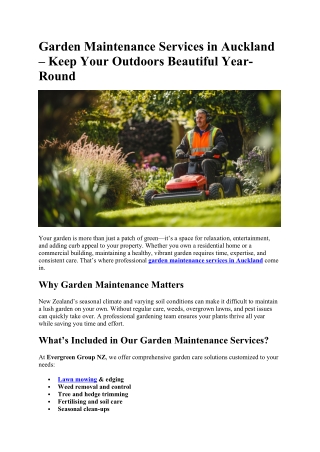 Garden Maintenance Services in Auckland – Keep Your Outdoors Beautiful Year-Round