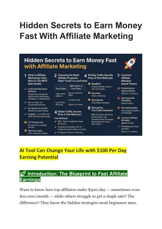Hidden Secrets to Earn Money Fast with Affiliate Marketing